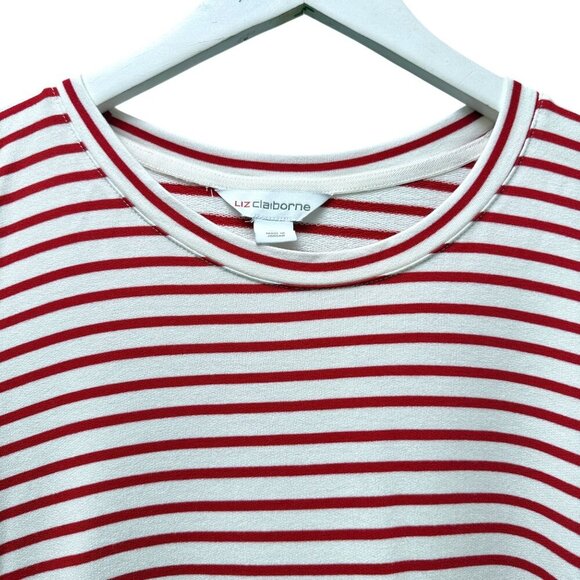 Liz Claiborne Red Stripe Top Size XL Womens Long Sleeve Tee Nautical NWT - Picture 2 of 9